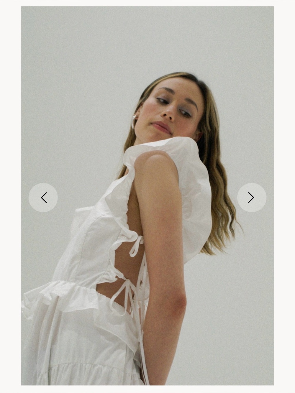 LSG Allina Liu • White Ruffle Side-Tie Midi Dress
